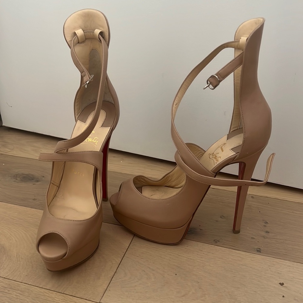 Christian Louboutin nude platform sandals